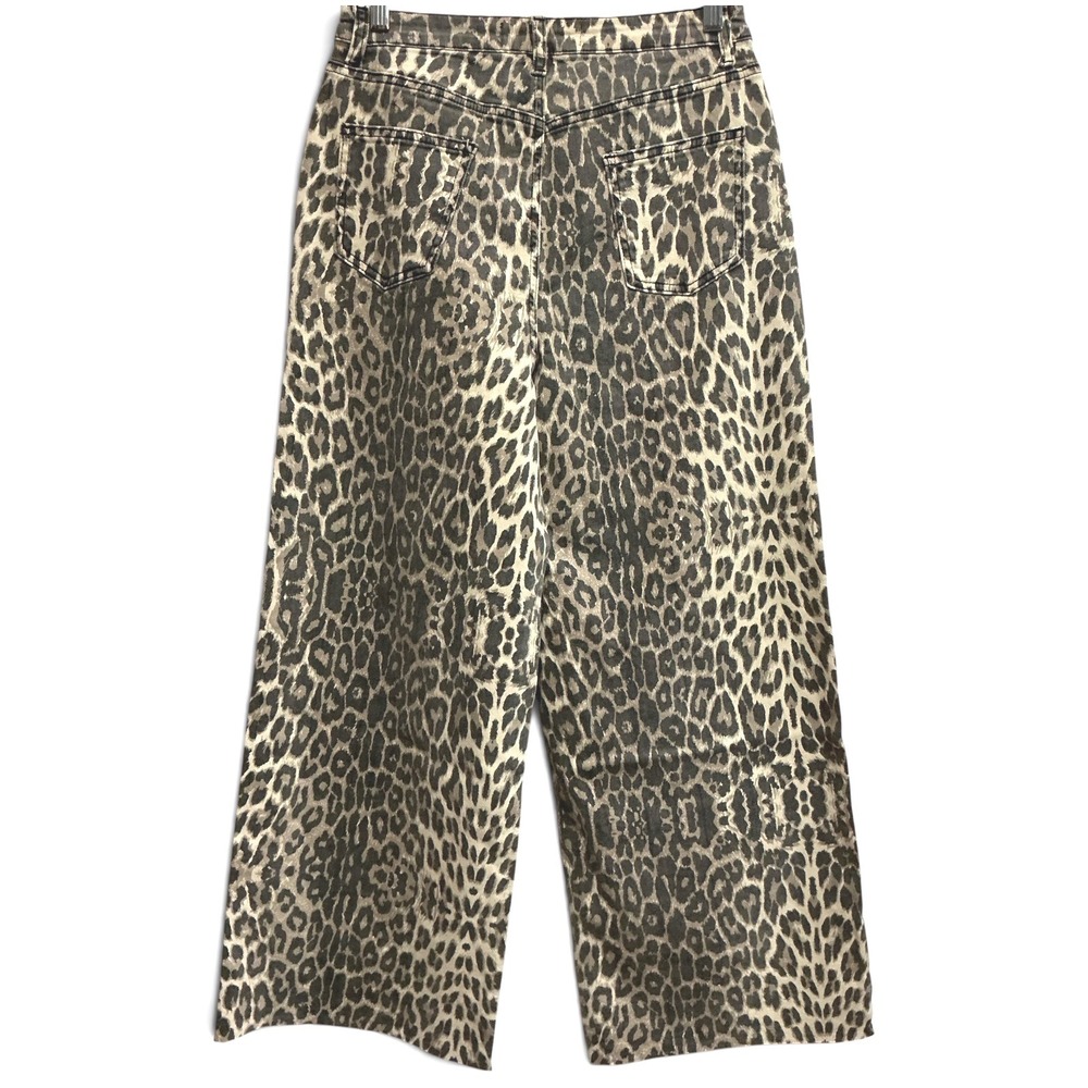 NWT Three Bird Nest Roaming Leopard Print Pants Wide Leg High Rise Tan Black S - Picture 4 of 6